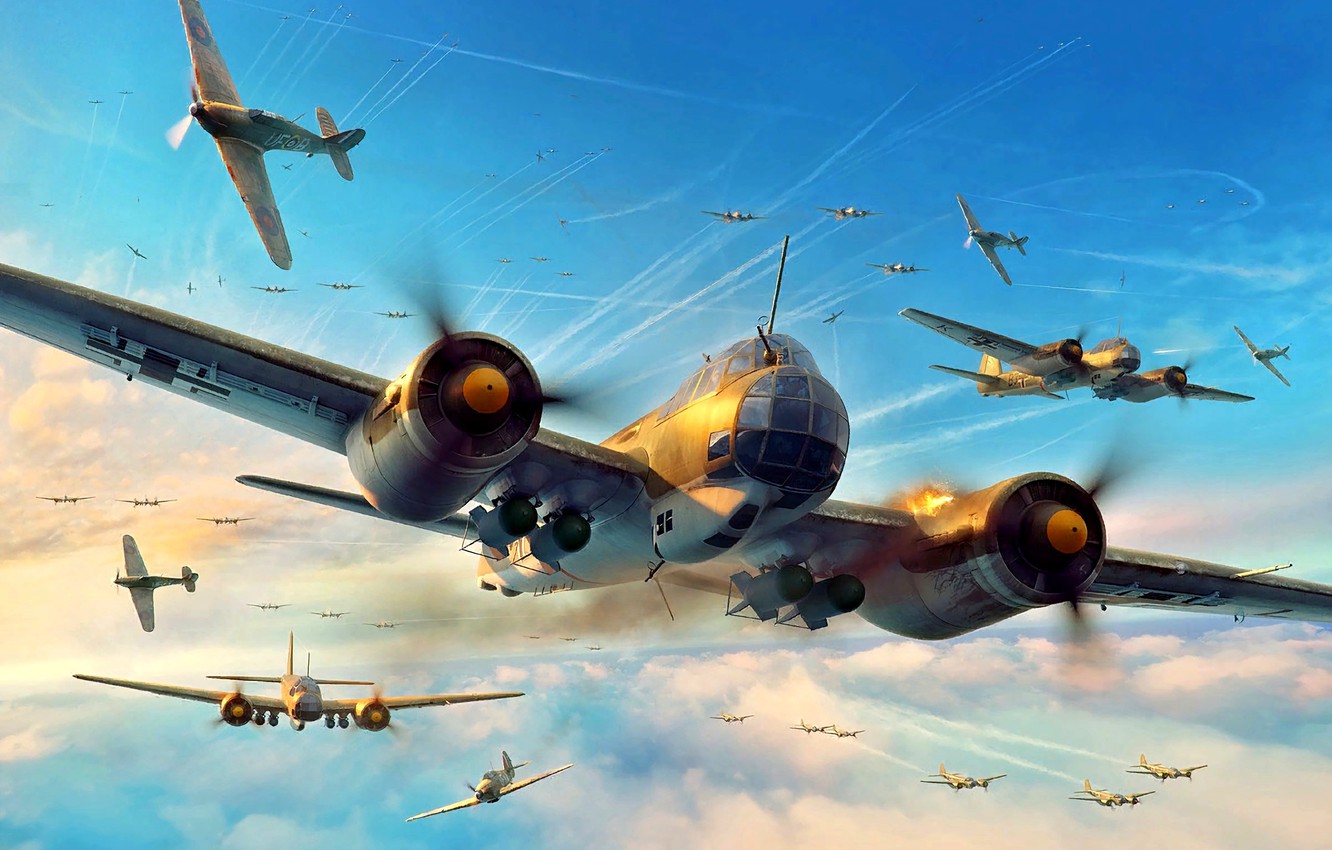 junkers ju 88 hawker hurricane battle of britain artwork wwi